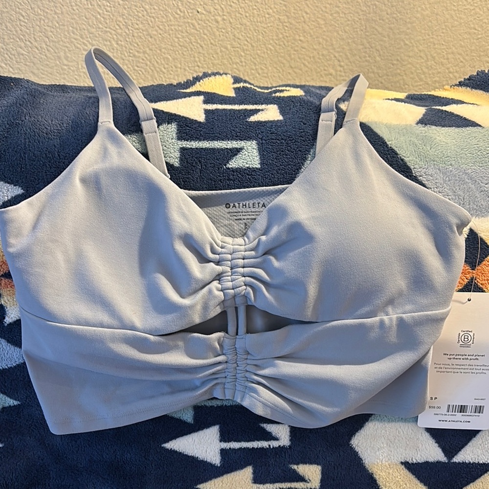 Athleta Soft Gray Ruched Bralette